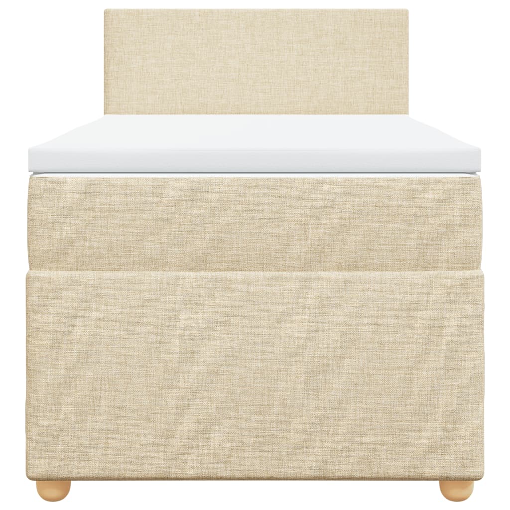 vidaXL Κρεβάτι Boxspring με Στρώμα Κρεμ 100 x 200 εκ. Υφασμάτινο