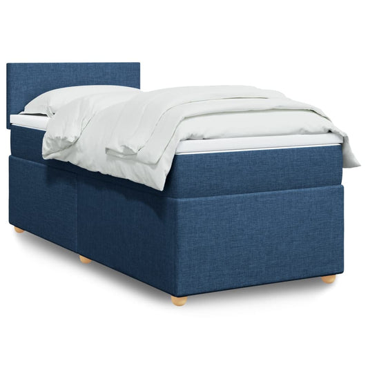 vidaXL Κρεβάτι Boxspring με Στρώμα Μπλε 100 x 200 εκ. Υφασμάτινο