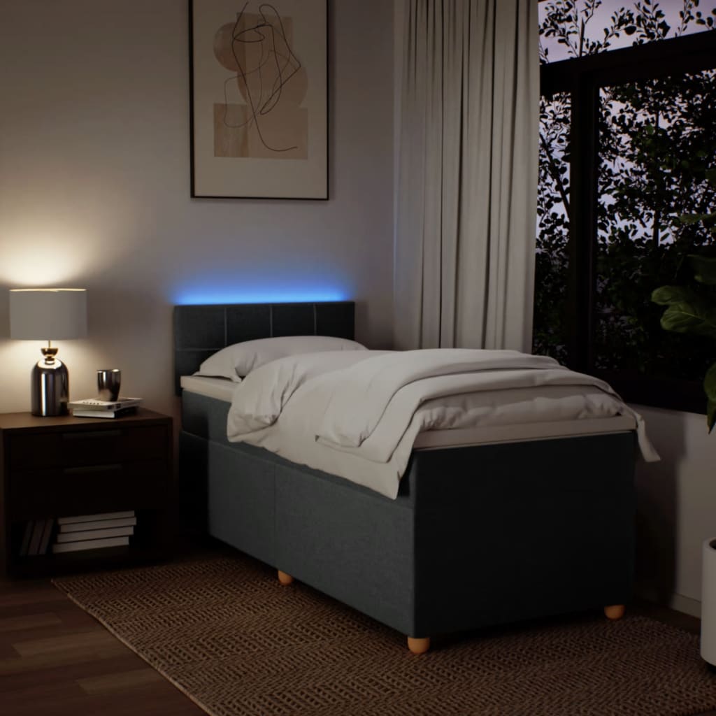 vidaXL Κρεβάτι Boxspring με Στρώμα Σκούρο Γκρι 100x200 εκ. Υφασμάτινο