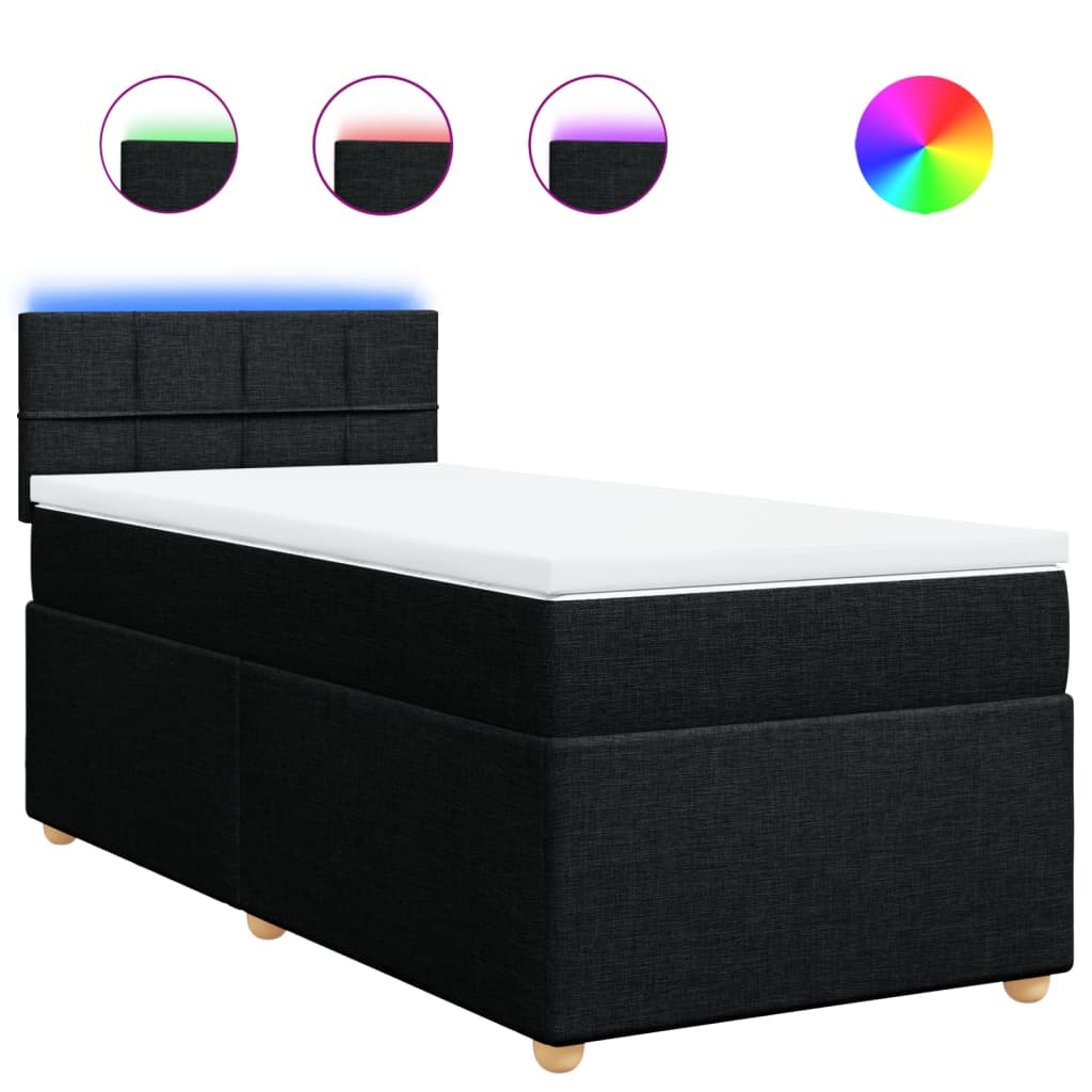 vidaXL Κρεβάτι Boxspring με Στρώμα Μαύρο 100 x 200 εκ. Υφασμάτινο