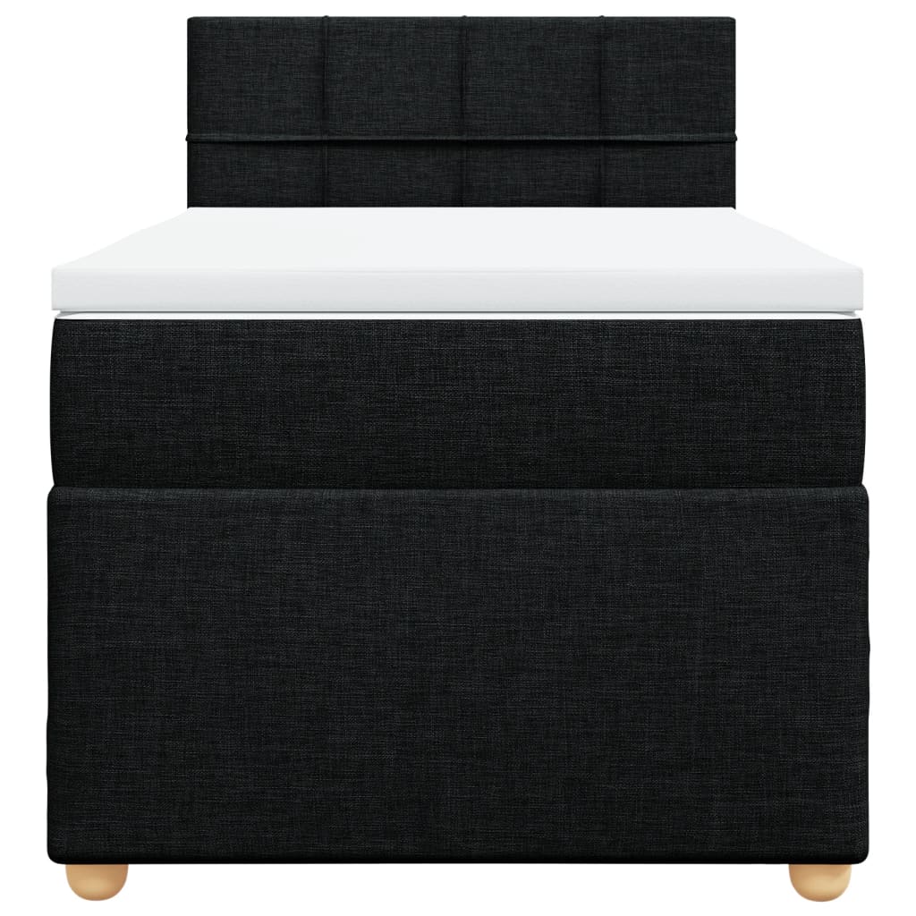 vidaXL Κρεβάτι Boxspring με Στρώμα Μαύρο 100 x 200 εκ. Υφασμάτινο