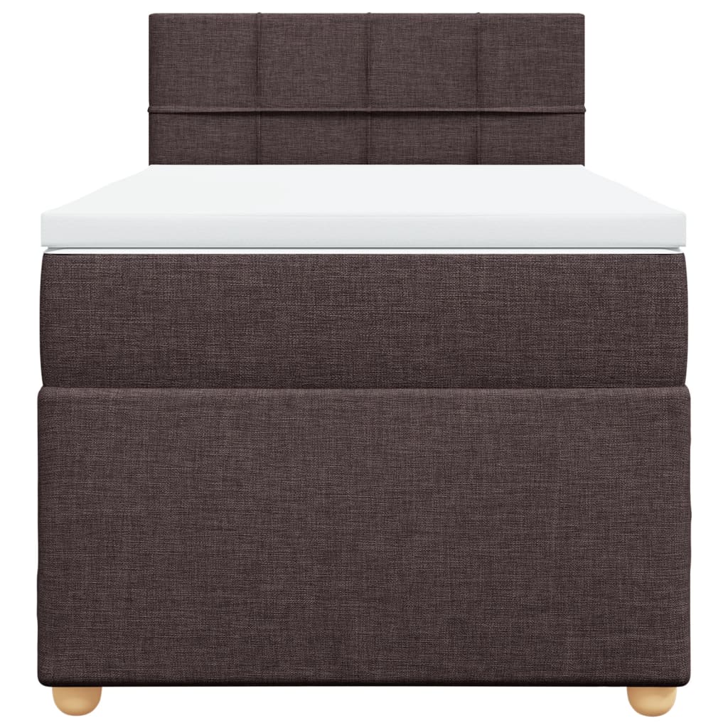 vidaXL Κρεβάτι Boxspring με Στρώμα Σκούρο Καφέ 100x200 εκ. Υφασμάτινο