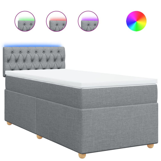 vidaXL Κρεβάτι Boxspring με Στρώμα Ανοιχτό Γκρι 100x200 εκ. Υφασμάτινο