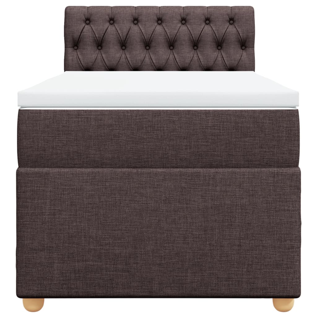 vidaXL Κρεβάτι Boxspring με Στρώμα Σκούρο Καφέ 100x200 εκ. Υφασμάτινο
