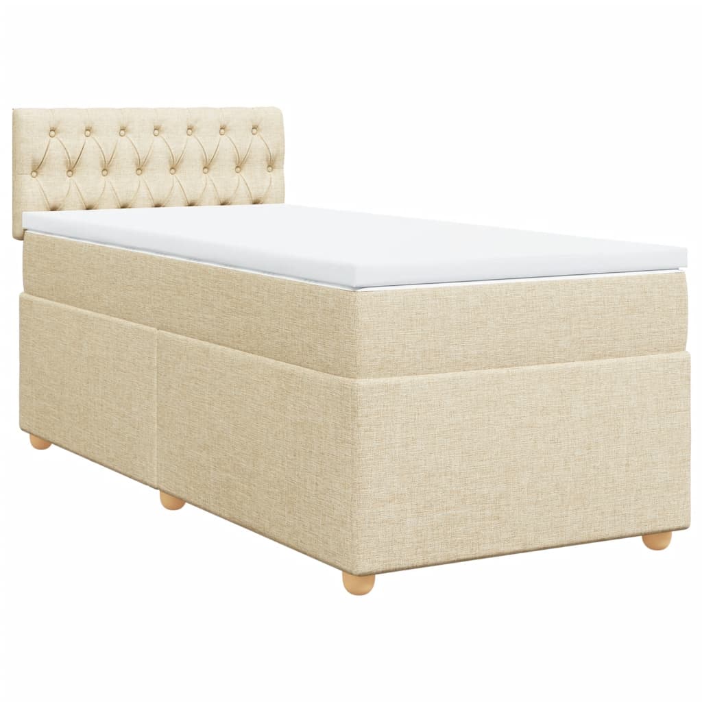 vidaXL Κρεβάτι Boxspring με Στρώμα Κρεμ 100 x 200 εκ. Υφασμάτινο