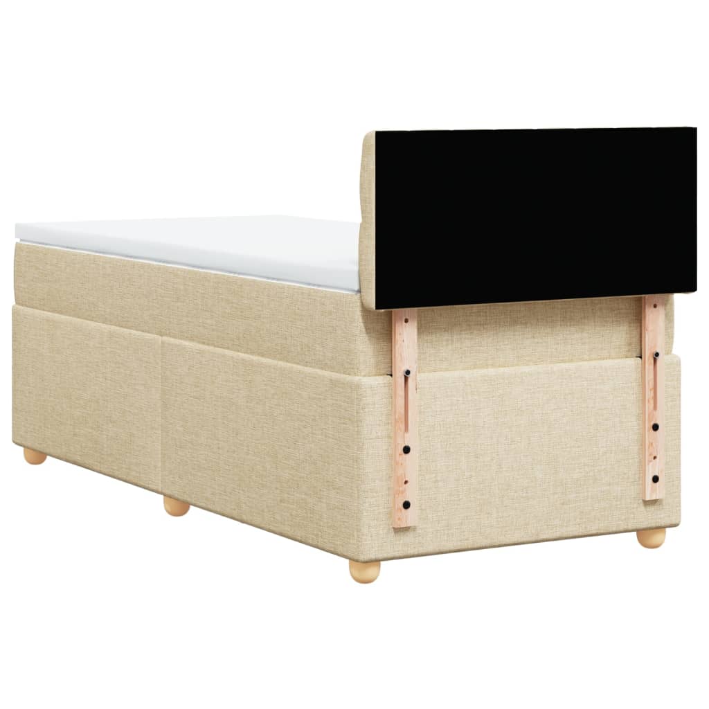 vidaXL Κρεβάτι Boxspring με Στρώμα Κρεμ 100 x 200 εκ. Υφασμάτινο