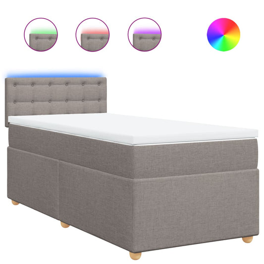 vidaXL Κρεβάτι Boxspring με Στρώμα Taupe 100 x 200 εκ. Υφασμάτινο