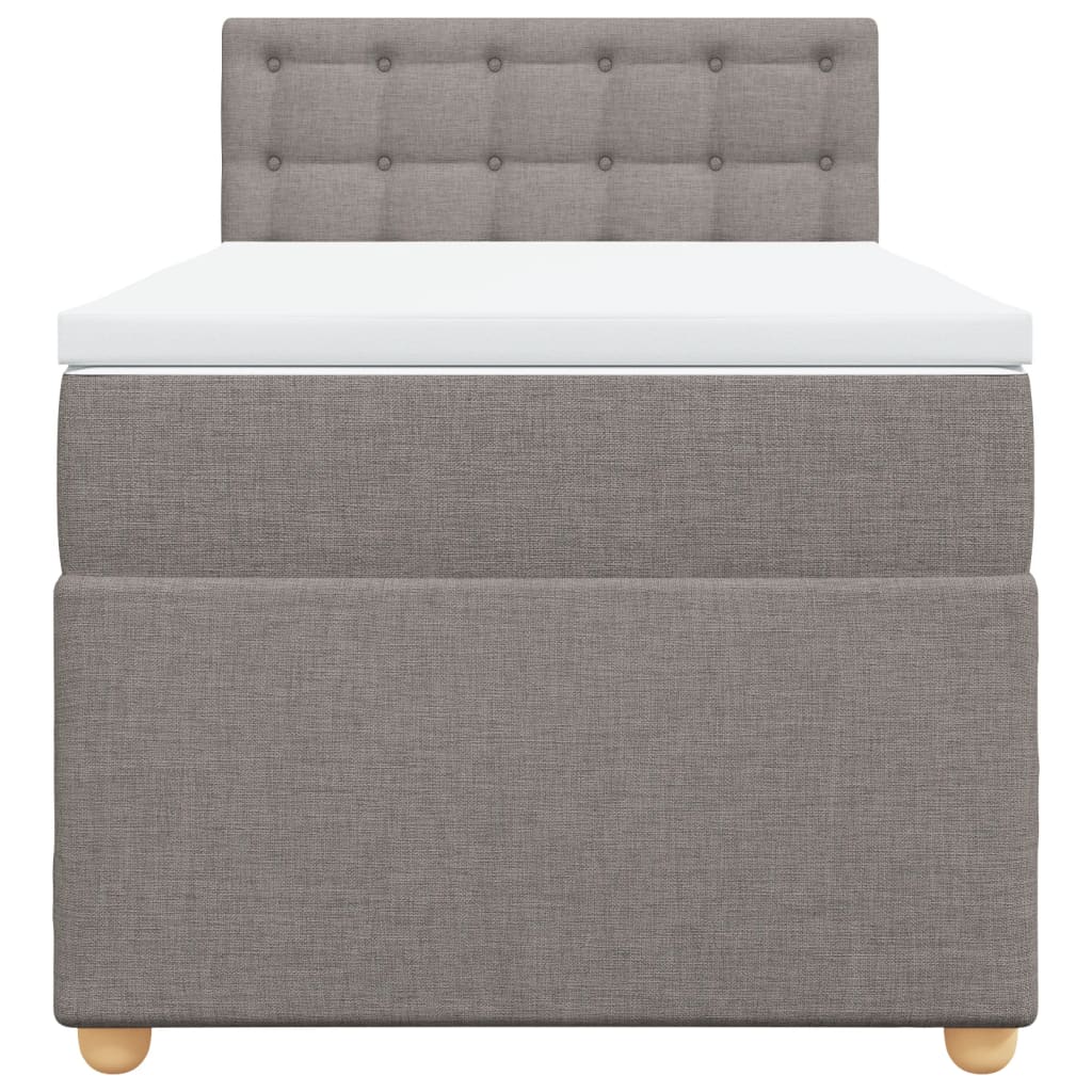 vidaXL Κρεβάτι Boxspring με Στρώμα Taupe 100 x 200 εκ. Υφασμάτινο