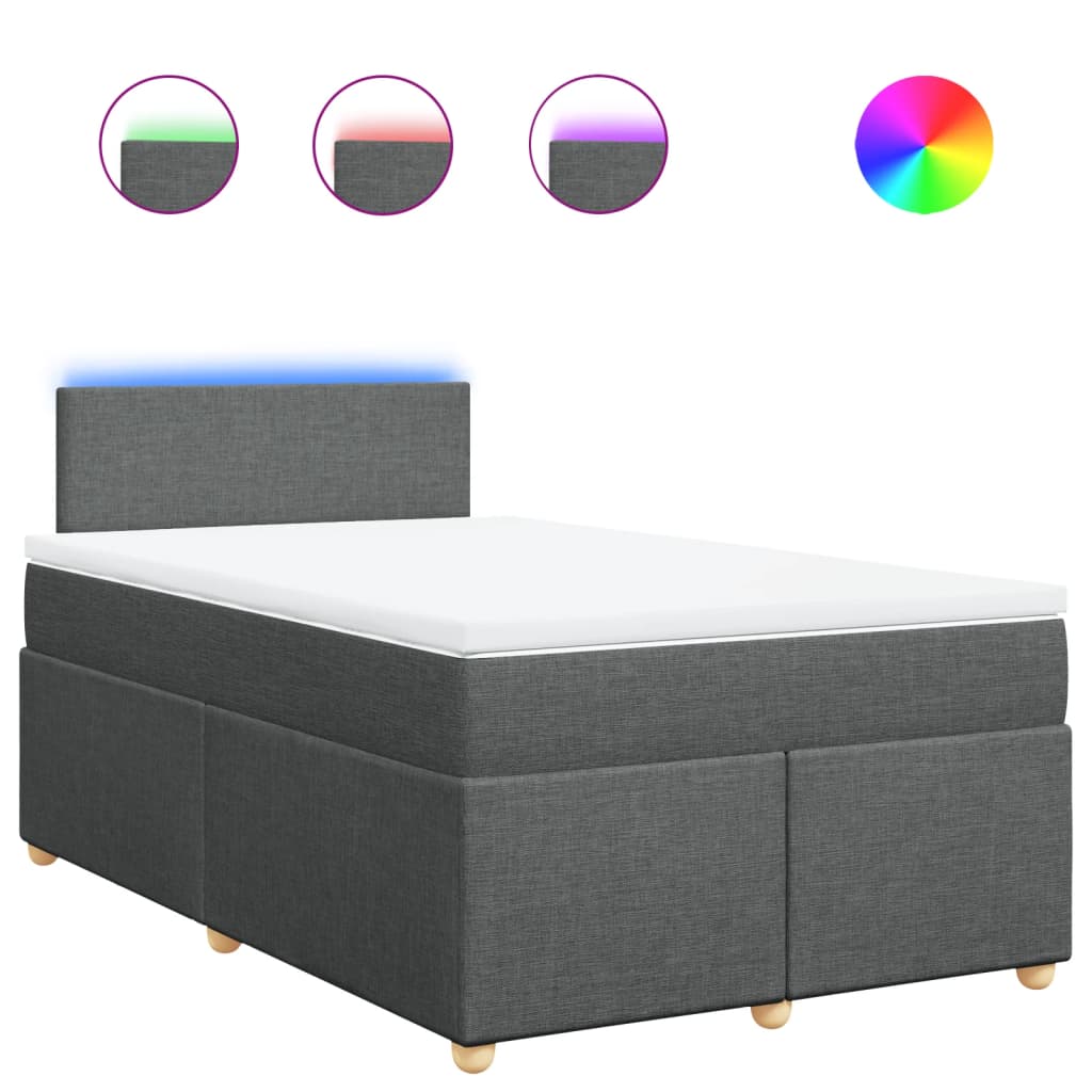 vidaXL Κρεβάτι Boxspring με Στρώμα Σκούρο Γκρι 120x190 εκ Υφασμάτινο