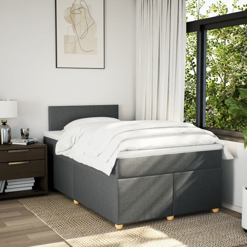 vidaXL Κρεβάτι Boxspring με Στρώμα Σκούρο Γκρι 120x190 εκ Υφασμάτινο