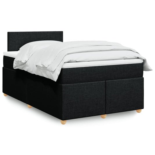 vidaXL Κρεβάτι Boxspring με Στρώμα Μαύρο 120x190 εκ. Υφασμάτινο