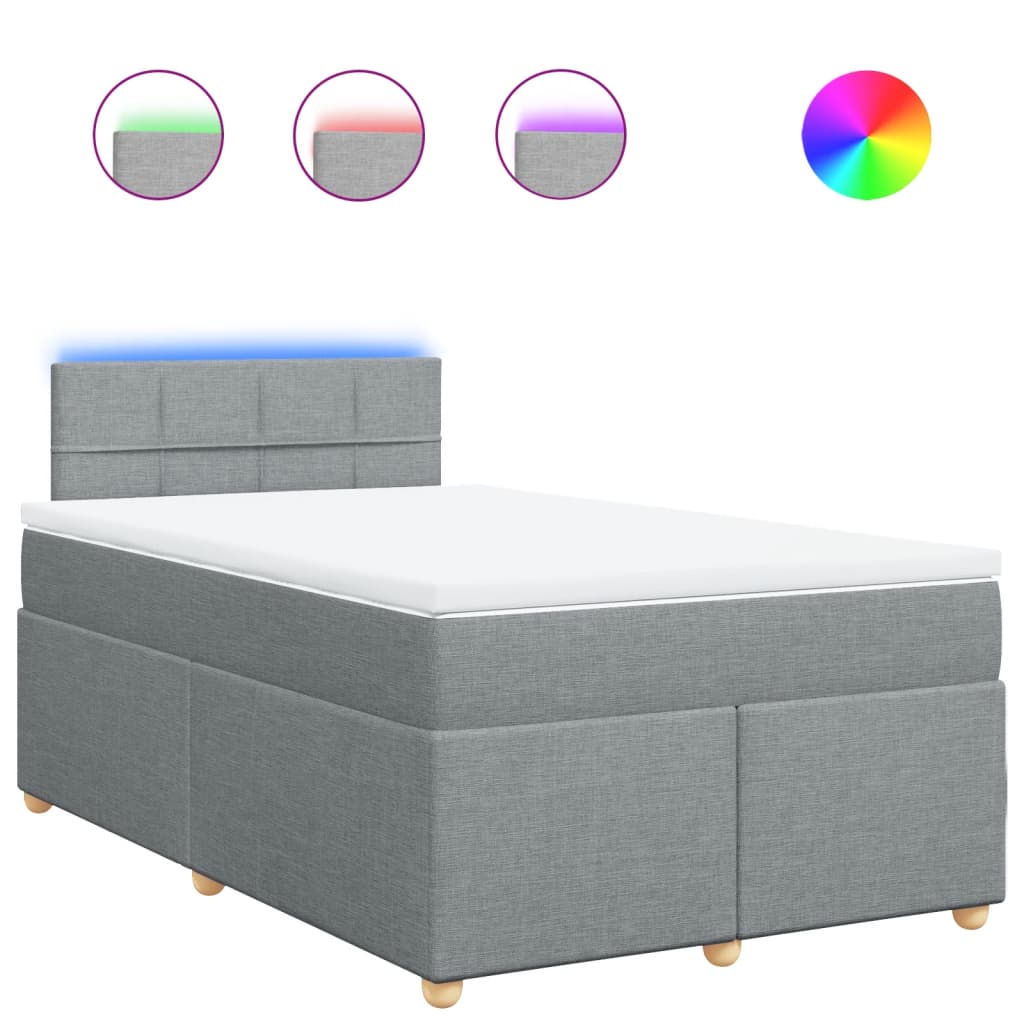 vidaXL Κρεβάτι Boxspring με Στρώμα Ανοιχτό Γκρι 120x190 εκ. Υφασμάτινο