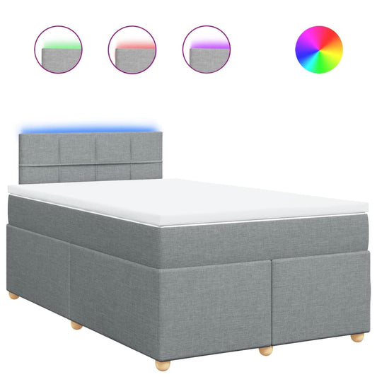 vidaXL Κρεβάτι Boxspring με Στρώμα Ανοιχτό Γκρι 120x190 εκ. Υφασμάτινο