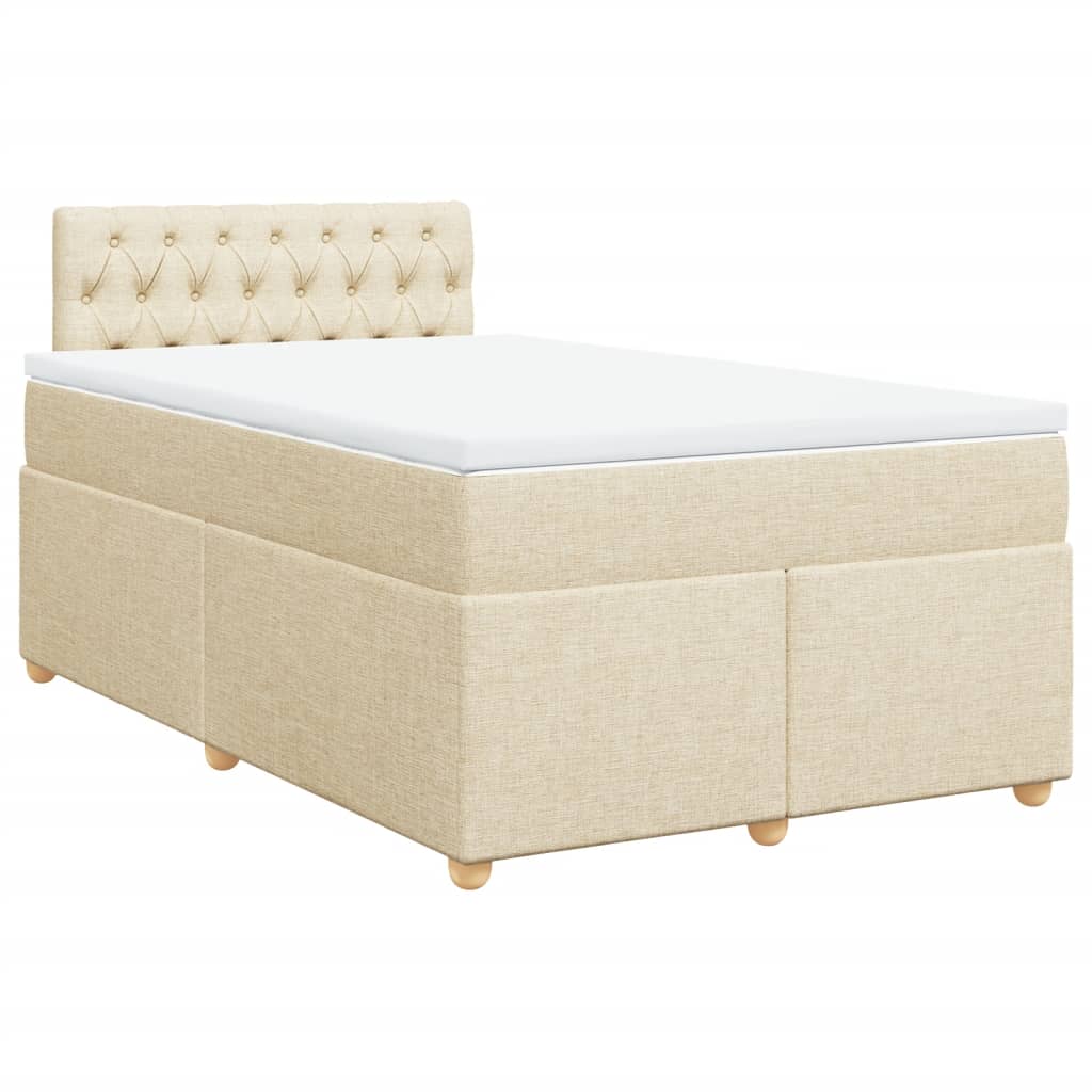 vidaXL Κρεβάτι Boxspring με Στρώμα Κρεμ 120x190 εκ. Υφασμάτινο