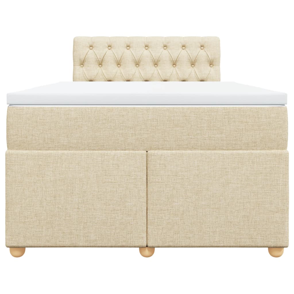vidaXL Κρεβάτι Boxspring με Στρώμα Κρεμ 120x190 εκ. Υφασμάτινο