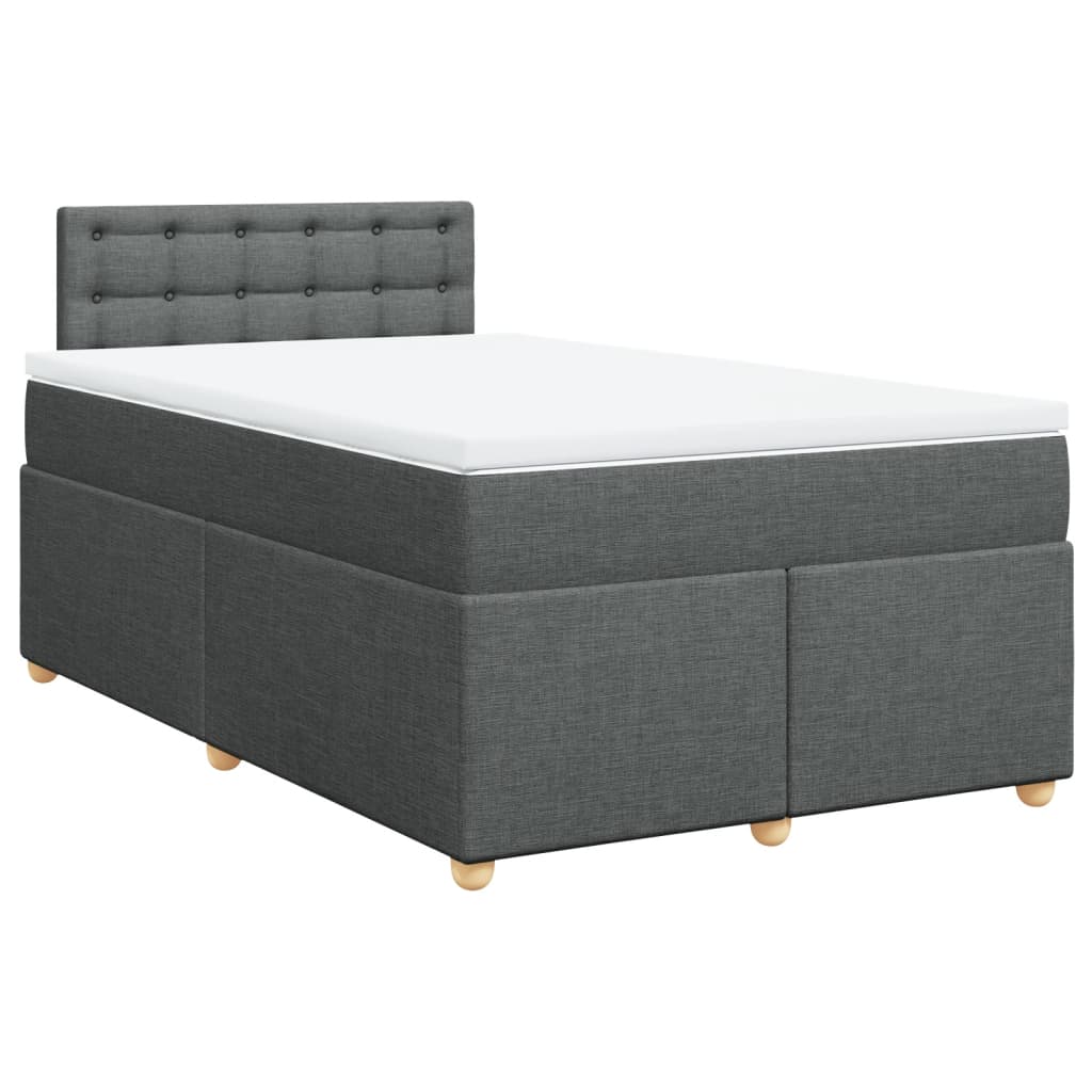 vidaXL Κρεβάτι Boxspring με Στρώμα Σκούρο Γκρι 120x190 εκ Υφασμάτινο