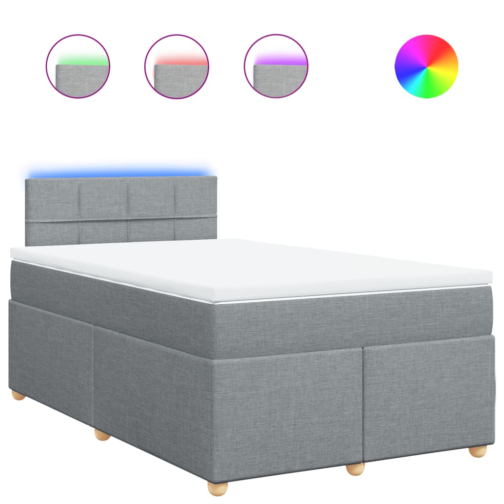 vidaXL Κρεβάτι Boxspring με Στρώμα Ανοιχτό Γκρι 120x200 εκ. Υφασμάτινο