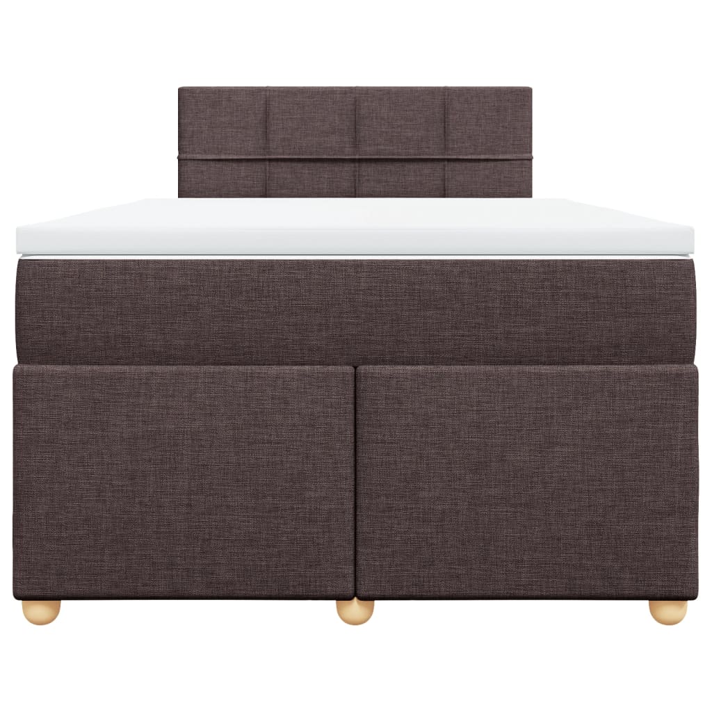 vidaXL Κρεβάτι Boxspring με Στρώμα Σκούρο Καφέ 120x200 εκ. Υφασμάτινο