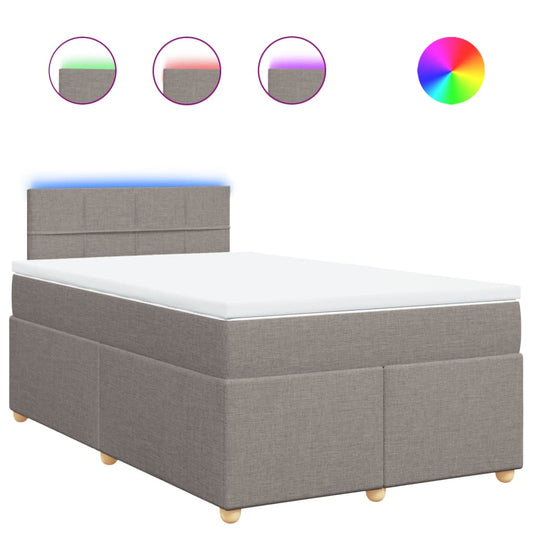 vidaXL Κρεβάτι Boxspring με Στρώμα Taupe 120x200 εκ. Υφασμάτινο