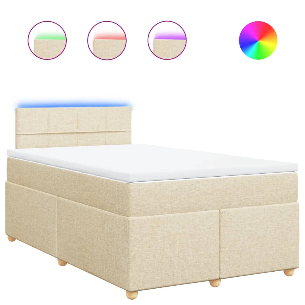 vidaXL Κρεβάτι Boxspring με Στρώμα Κρεμ 120x200 εκ. Υφασμάτινο