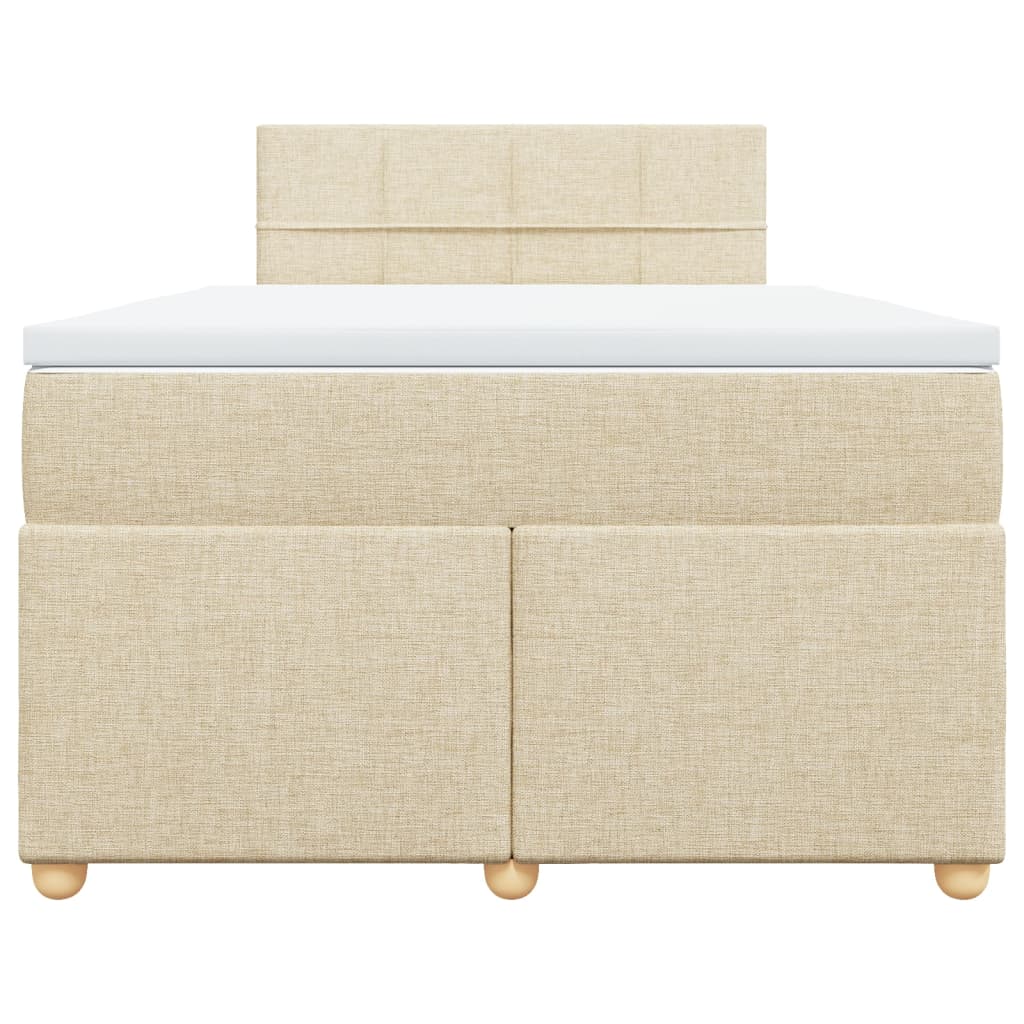 vidaXL Κρεβάτι Boxspring με Στρώμα Κρεμ 120x200 εκ. Υφασμάτινο
