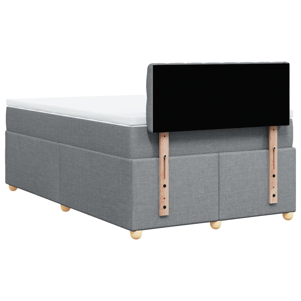 vidaXL Κρεβάτι Boxspring με Στρώμα Ανοιχτό Γκρι 120x200 εκ. Υφασμάτινο