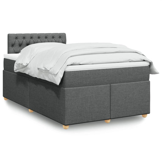 vidaXL Κρεβάτι Boxspring με Στρώμα Σκούρο Γκρι 120x200 εκ. Υφασμάτινο