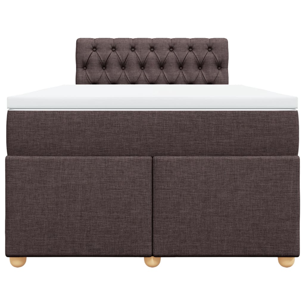 vidaXL Κρεβάτι Boxspring με Στρώμα Σκούρο Καφέ 120x200 εκ. Υφασμάτινο