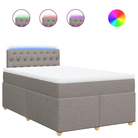 vidaXL Κρεβάτι Boxspring με Στρώμα Taupe 120x200 εκ. Υφασμάτινο