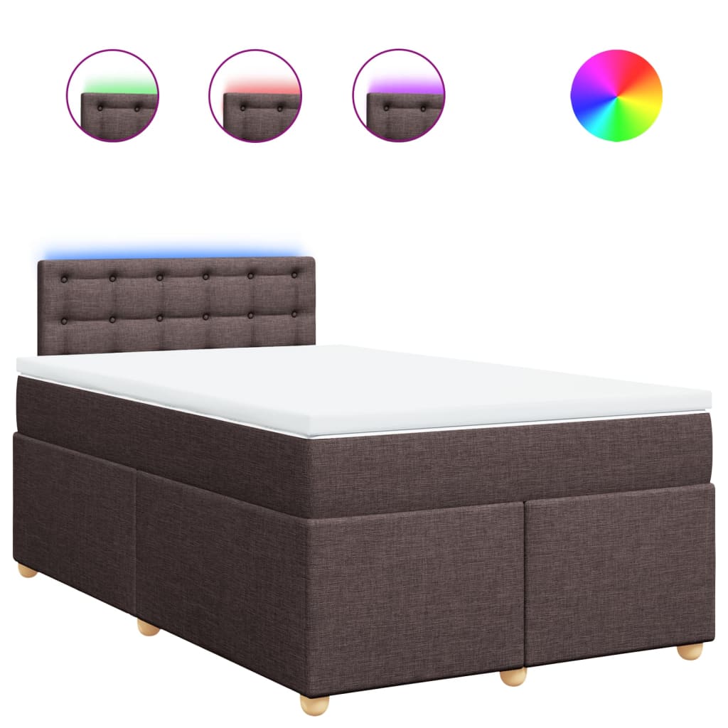 vidaXL Κρεβάτι Boxspring με Στρώμα Σκούρο Καφέ 120x200 εκ. Υφασμάτινο