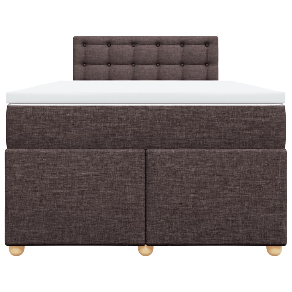 vidaXL Κρεβάτι Boxspring με Στρώμα Σκούρο Καφέ 120x200 εκ. Υφασμάτινο