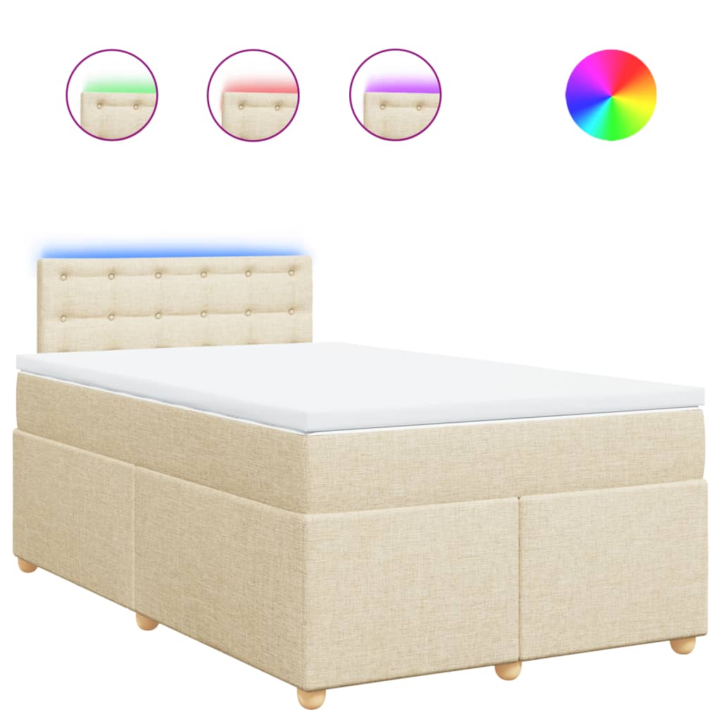 vidaXL Κρεβάτι Boxspring με Στρώμα Κρεμ 120x200 εκ. Υφασμάτινο
