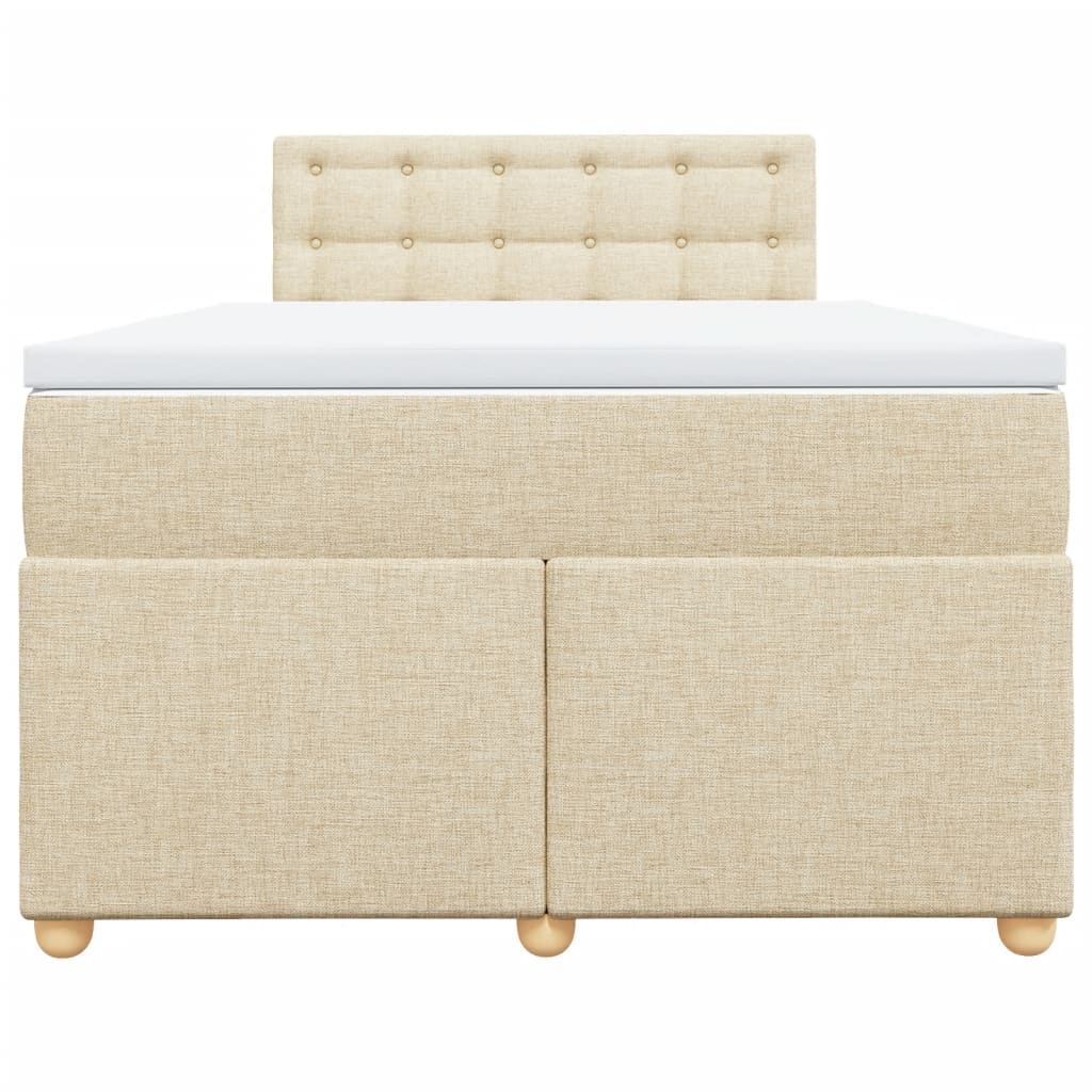 vidaXL Κρεβάτι Boxspring με Στρώμα Κρεμ 120x200 εκ. Υφασμάτινο