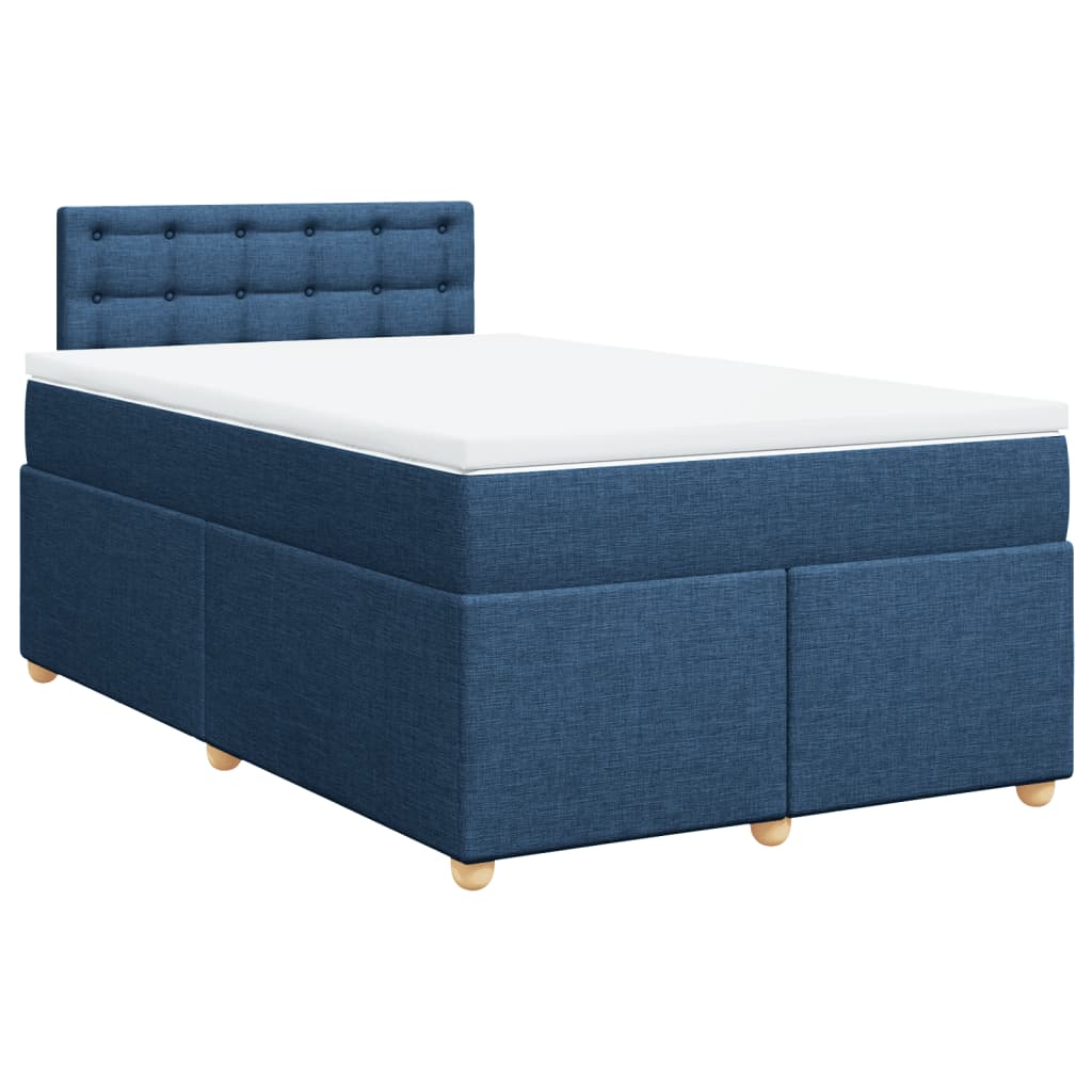 vidaXL Κρεβάτι Boxspring με Στρώμα Μπλε 120x200 εκ. Υφασμάτινο