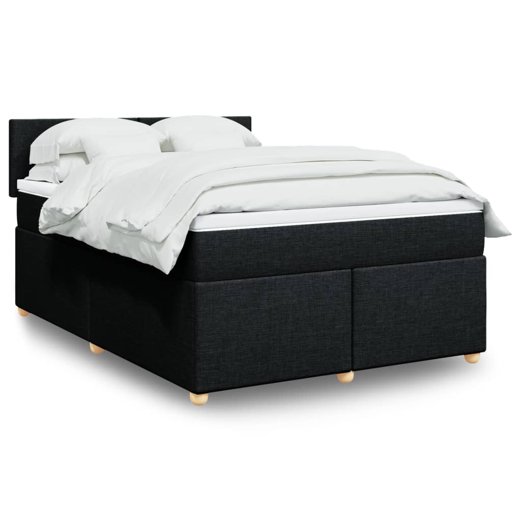 vidaXL Κρεβάτι Boxspring με Στρώμα Μαύρο 140x190 εκ. Υφασμάτινο
