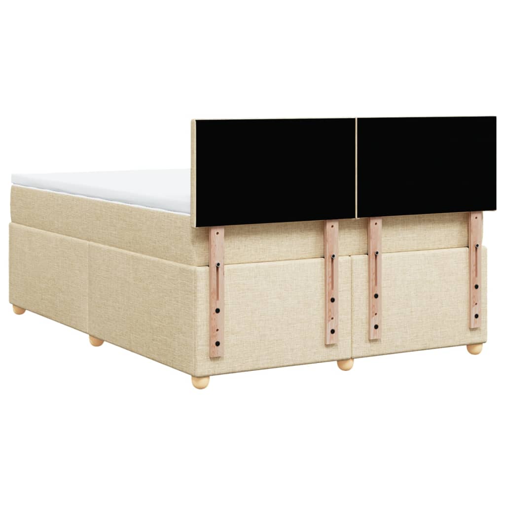 vidaXL Κρεβάτι Boxspring με Στρώμα Κρεμ 140x190 εκ. Υφασμάτινο