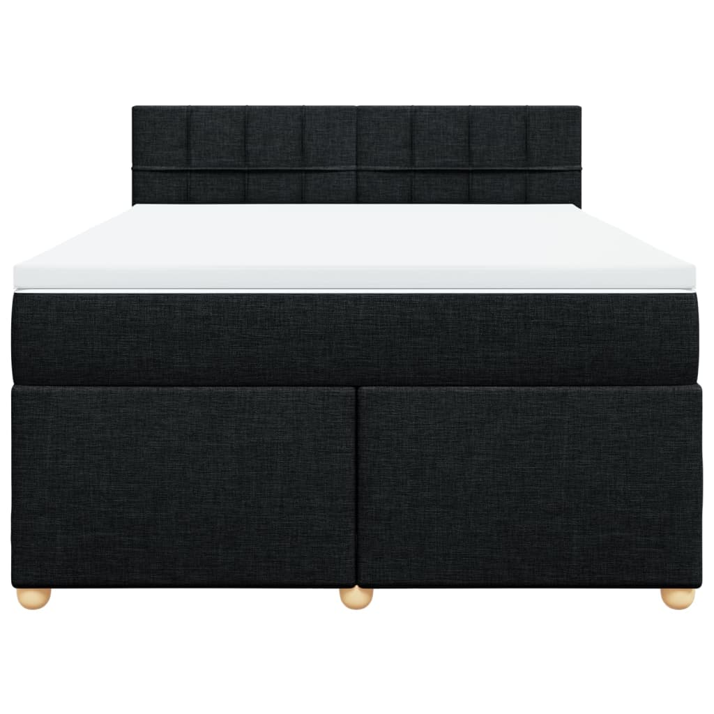 vidaXL Κρεβάτι Boxspring με Στρώμα Μαύρο 140x190 εκ. Υφασμάτινο