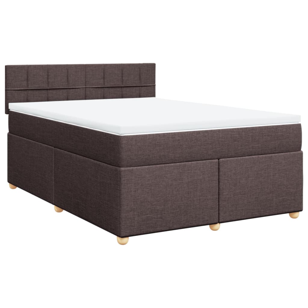 vidaXL Κρεβάτι Boxspring με Στρώμα Σκούρο Καφέ 140x190 εκ. Υφασμάτινο
