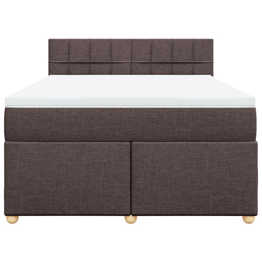 vidaXL Κρεβάτι Boxspring με Στρώμα Σκούρο Καφέ 140x190 εκ. Υφασμάτινο