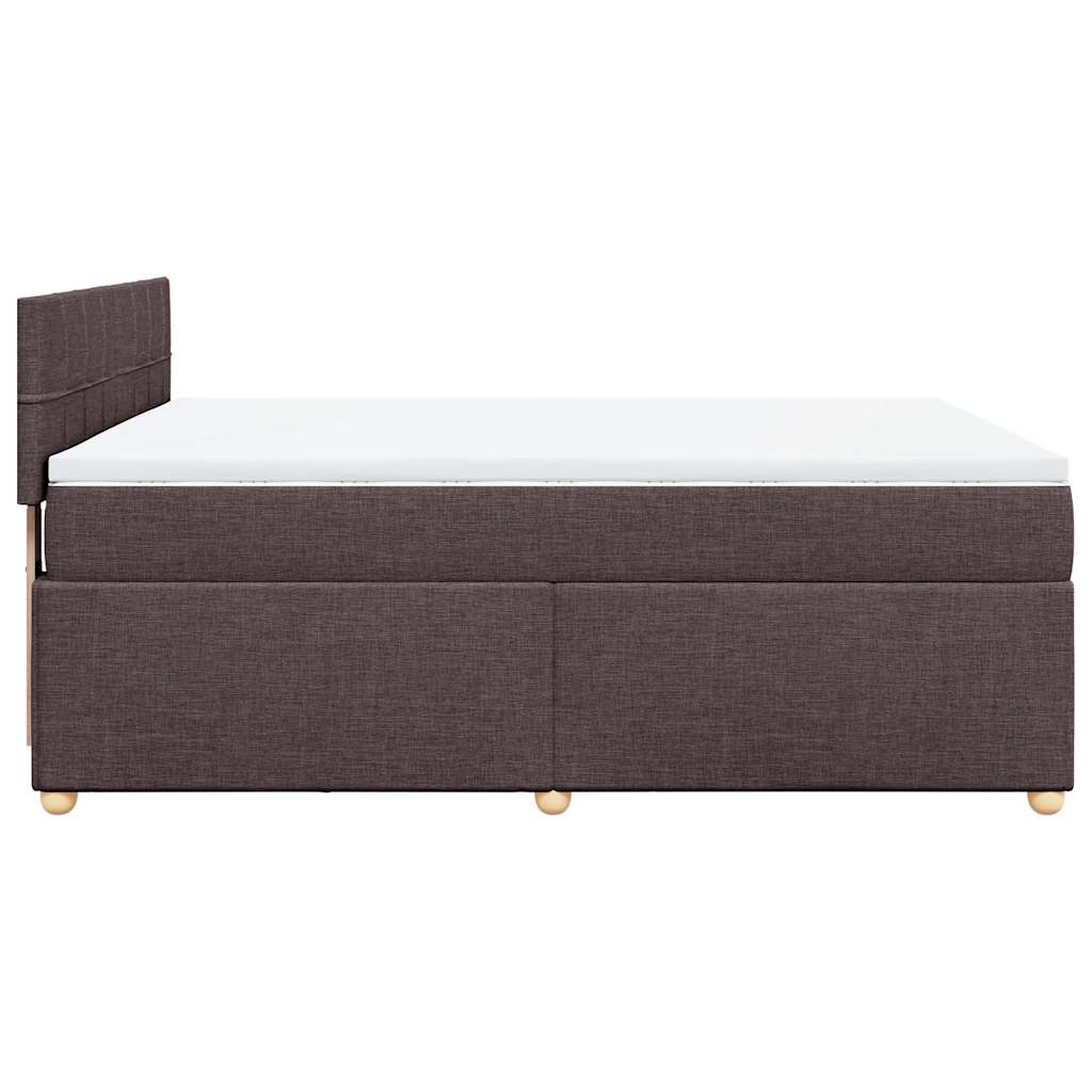 vidaXL Κρεβάτι Boxspring με Στρώμα Σκούρο Καφέ 140x190 εκ. Υφασμάτινο