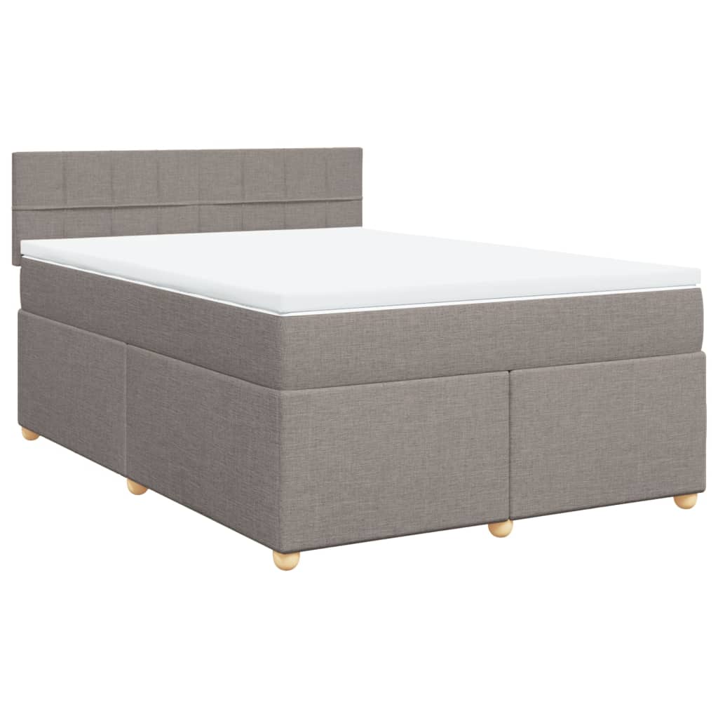 vidaXL Κρεβάτι Boxspring με Στρώμα Taupe 140x190 εκ. Υφασμάτινο