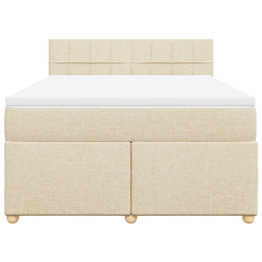 vidaXL Κρεβάτι Boxspring με Στρώμα Κρεμ 140x190 εκ. Υφασμάτινο
