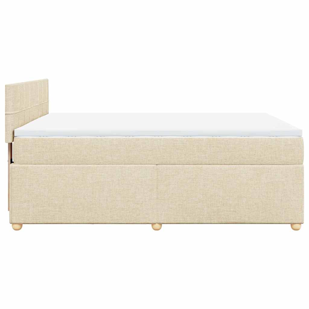 vidaXL Κρεβάτι Boxspring με Στρώμα Κρεμ 140x190 εκ. Υφασμάτινο