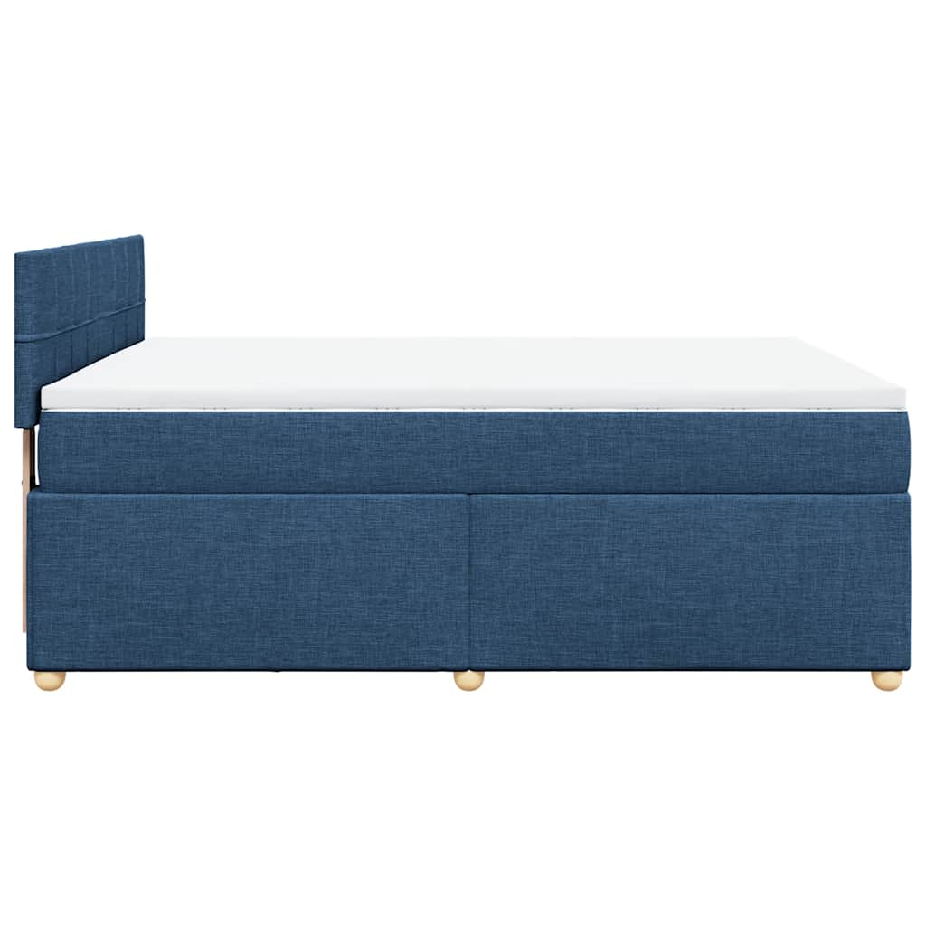 vidaXL Κρεβάτι Boxspring με Στρώμα Μπλε 140x190 εκ. Υφασμάτινο
