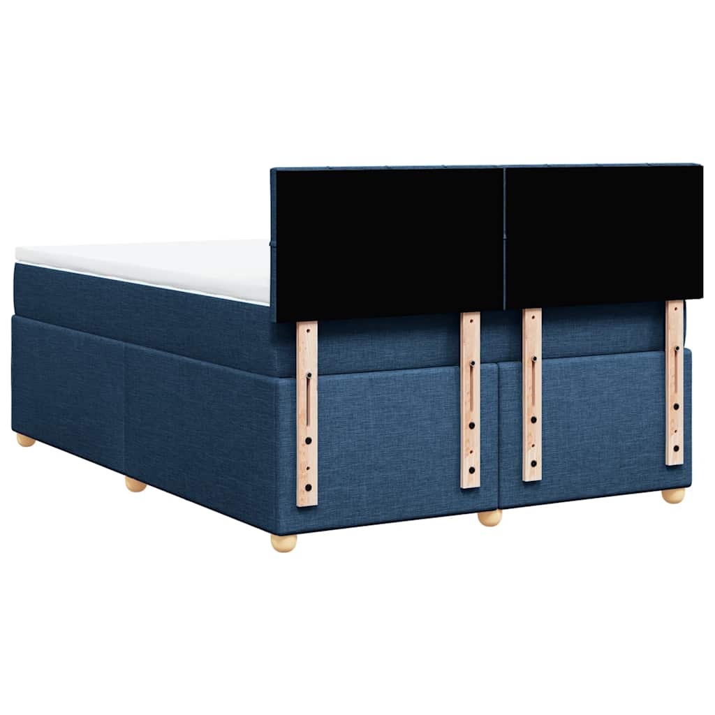 vidaXL Κρεβάτι Boxspring με Στρώμα Μπλε 140x190 εκ. Υφασμάτινο