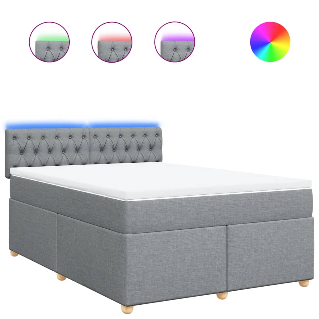 vidaXL Κρεβάτι Boxspring με Στρώμα Ανοιχτό Γκρι 140x190 εκ. Υφασμάτινο