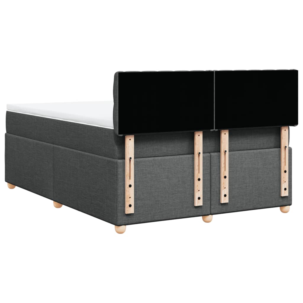 vidaXL Κρεβάτι Boxspring με Στρώμα Σκούρο Γκρι 140x190 εκ. Υφασμάτινο