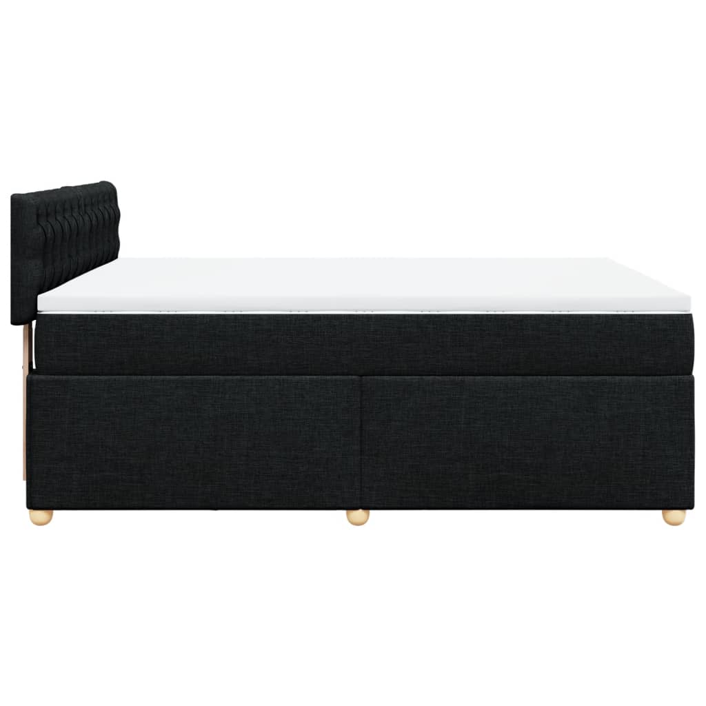vidaXL Κρεβάτι Boxspring με Στρώμα Μαύρο 140x190 εκ. Υφασμάτινο