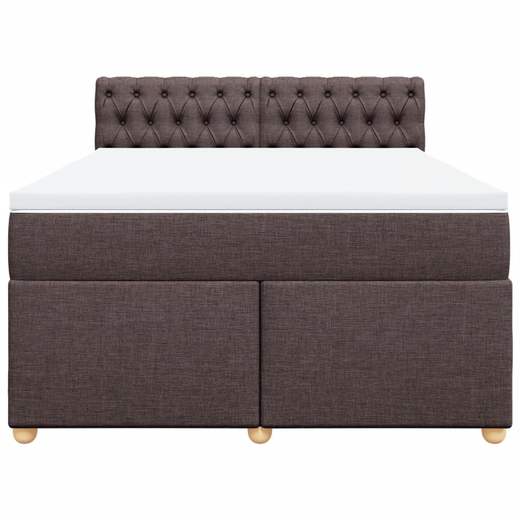 vidaXL Κρεβάτι Boxspring με Στρώμα Σκούρο Καφέ 140x190 εκ. Υφασμάτινο