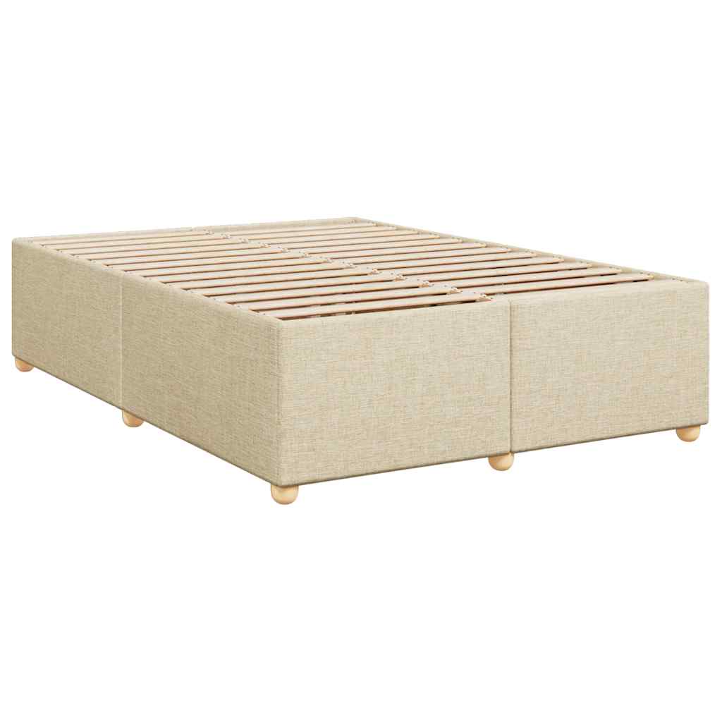 vidaXL Κρεβάτι Boxspring με Στρώμα Κρεμ 140x190 εκ. Υφασμάτινο
